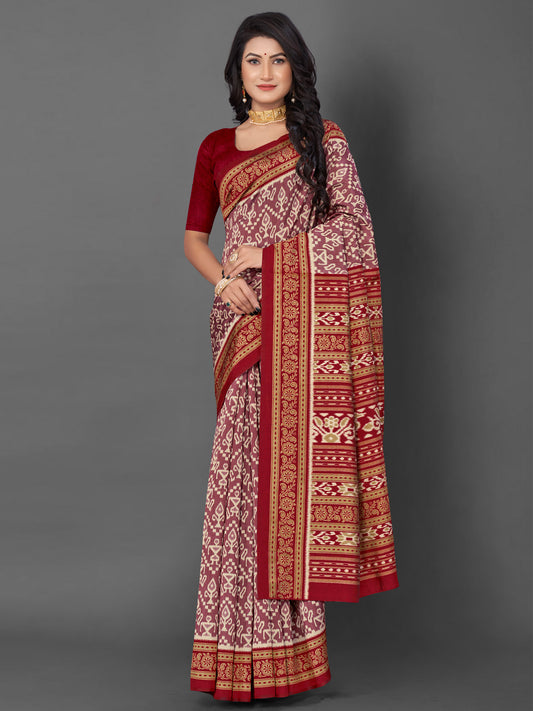 Women's Bhagalpuri Silk Mauve Printed Designer Saree With Blouse Piece