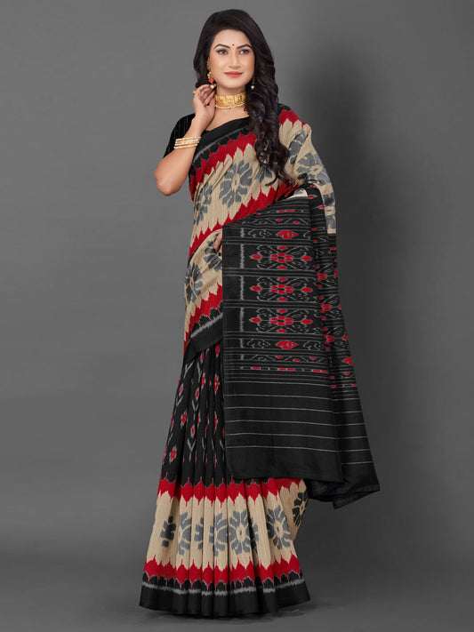 Women's Bhagalpuri Silk Beige Printed Designer Saree With Blouse Piece