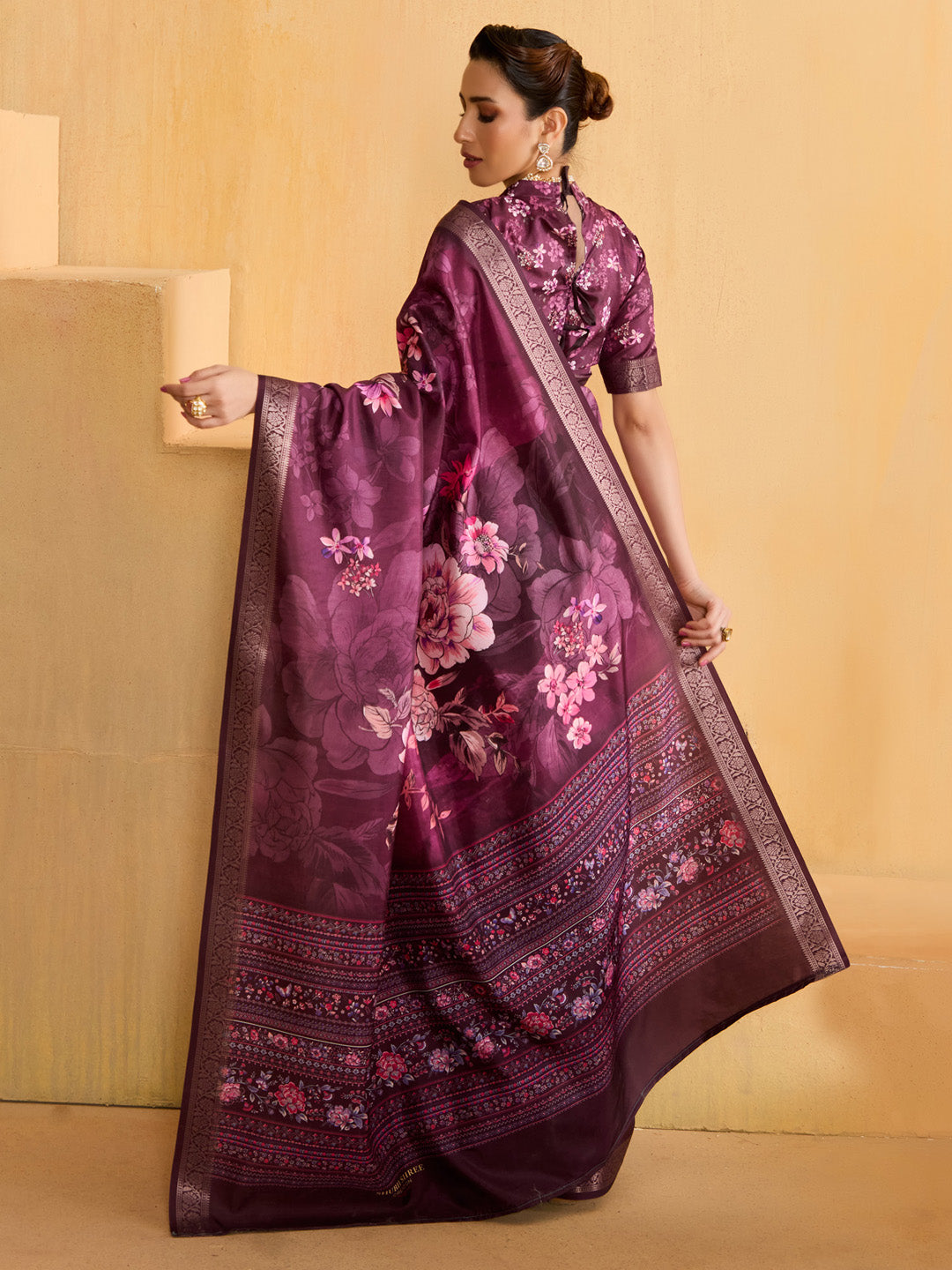 Women's Tussar Silk Magenta Woven Design Designer Saree With Blouse Piece