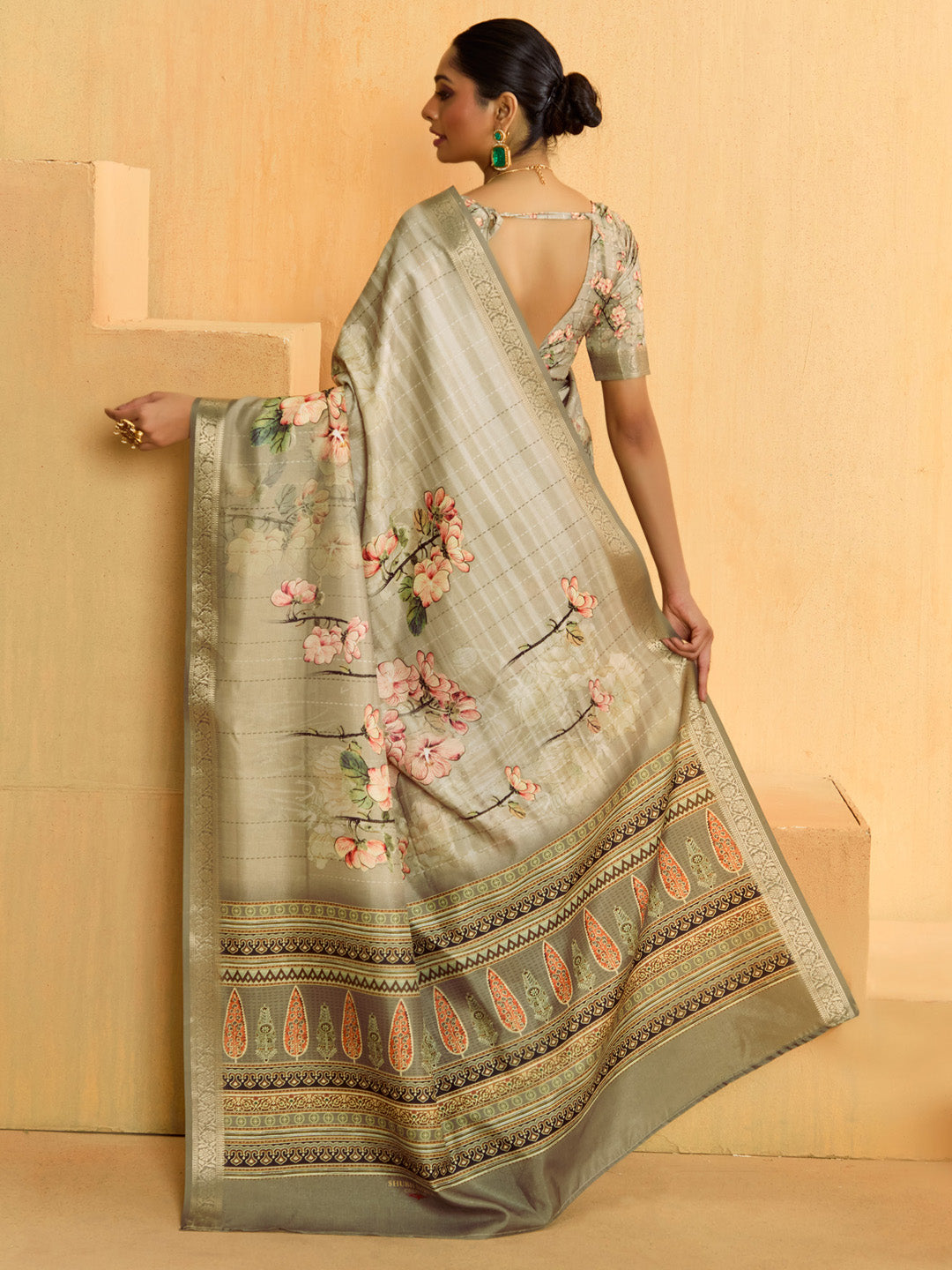 Women's Tussar Silk Sea Green Woven Design Designer Saree With Blouse Piece