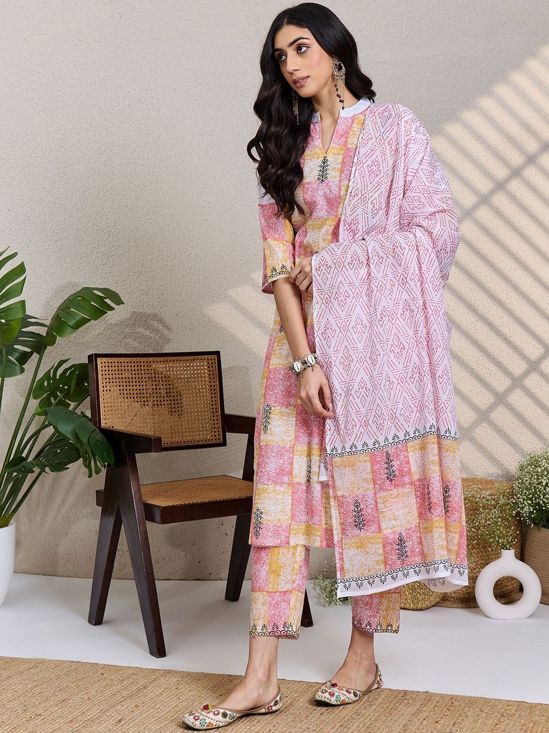 Women Ethnic Motifs Printed Regular Pure Cotton Kurta with Trousers & Dupatta