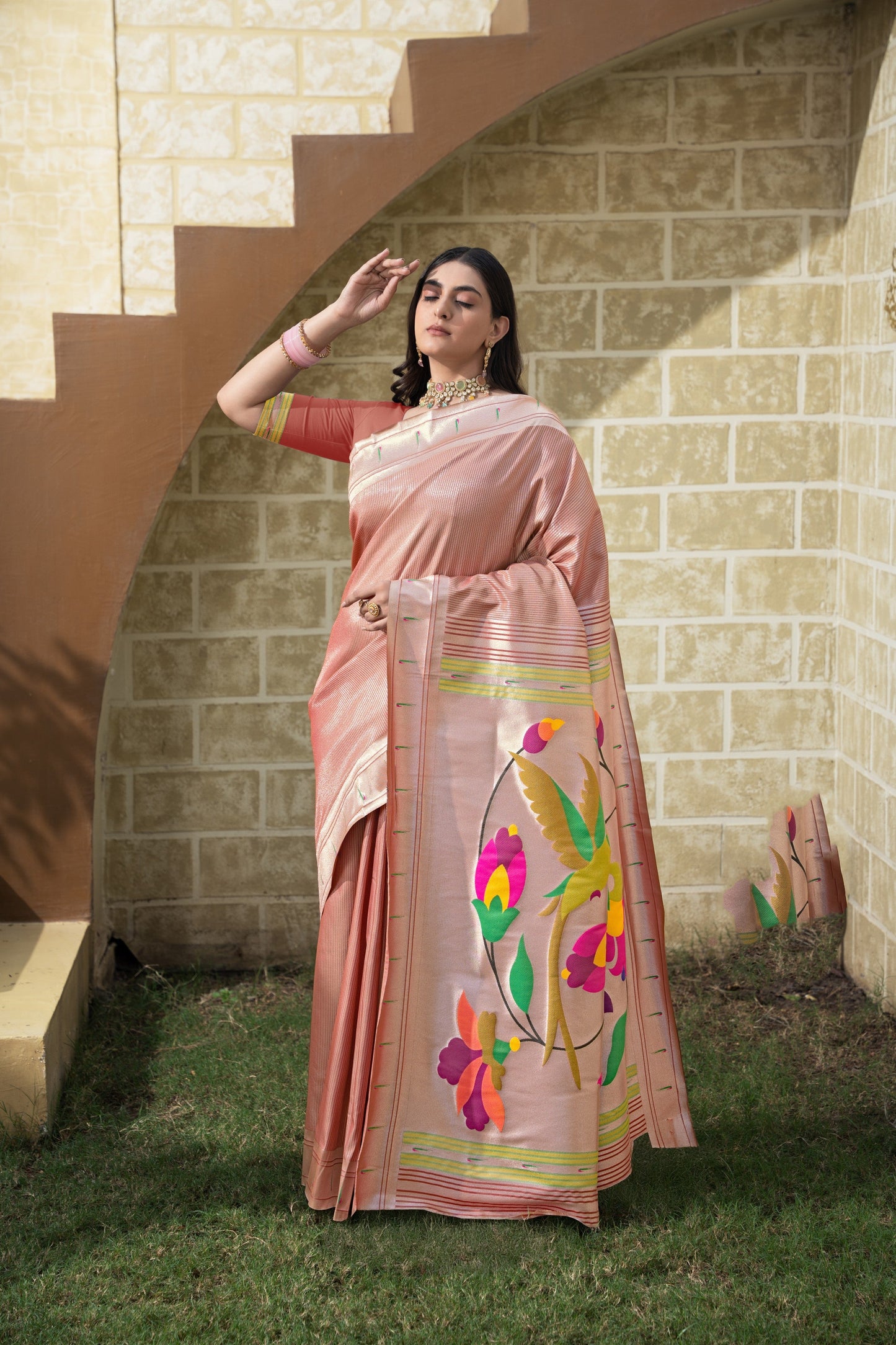 Dhiyona GR Women's Antara Maroon Paithani Soft Blended Silk Saree