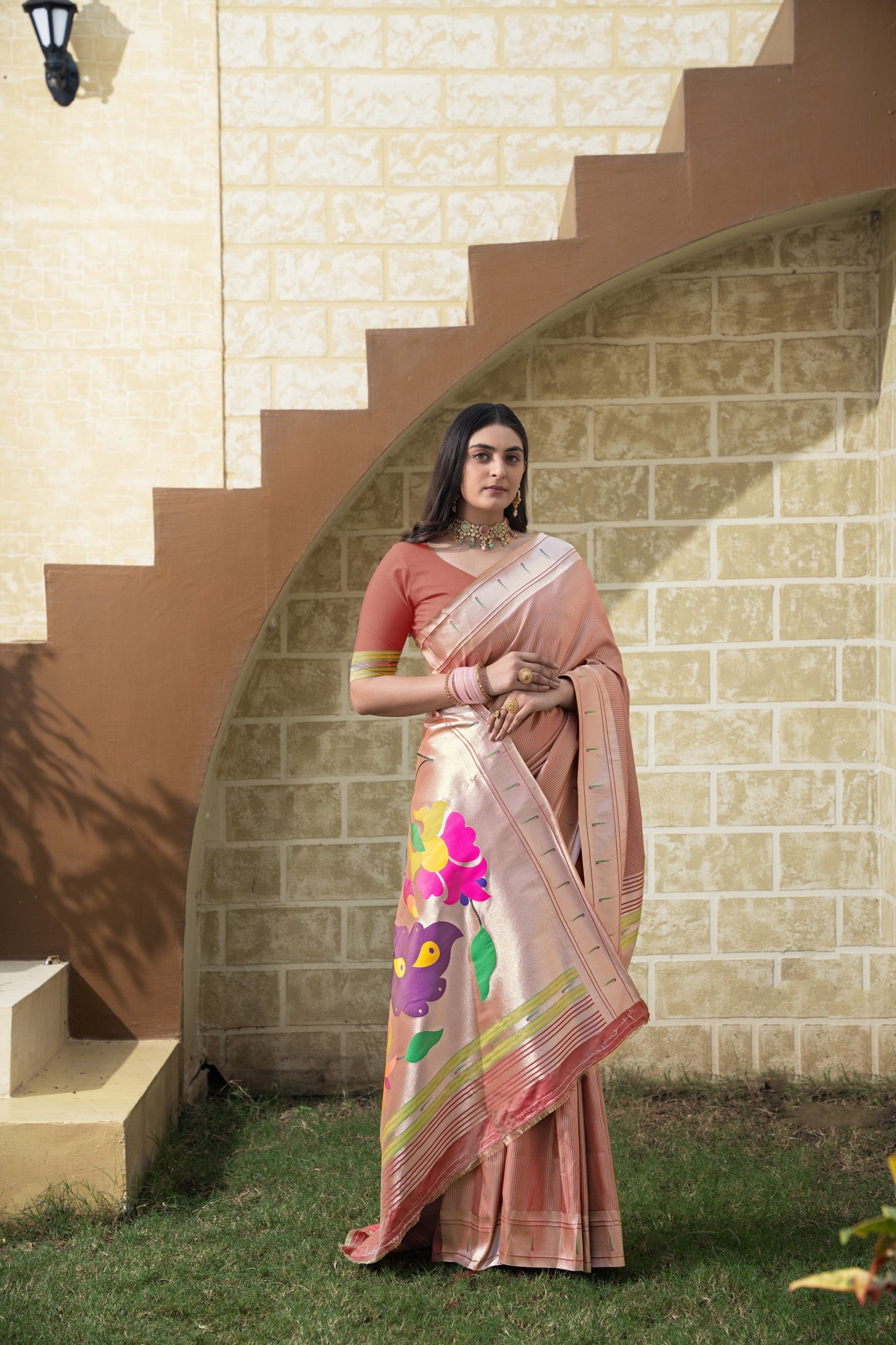 Dhiyona GR Women's Antara Maroon Paithani Soft Blended Silk Saree
