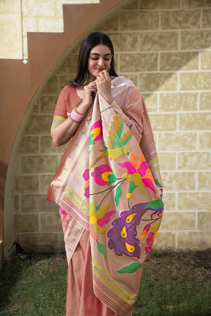 Dhiyona GR Women's Antara Maroon Paithani Soft Blended Silk Saree