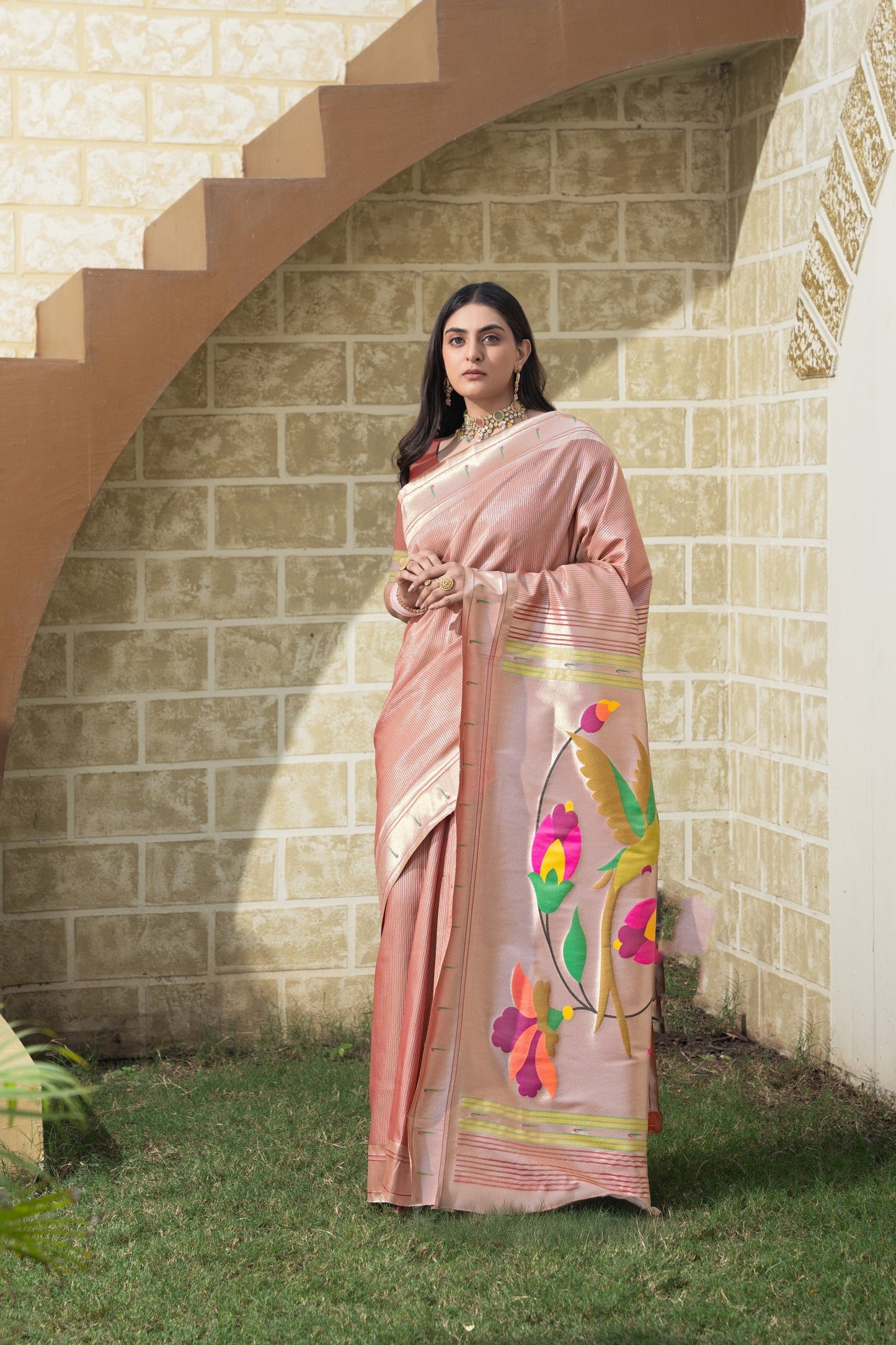 Dhiyona GR Women's Antara Maroon Paithani Soft Blended Silk Saree