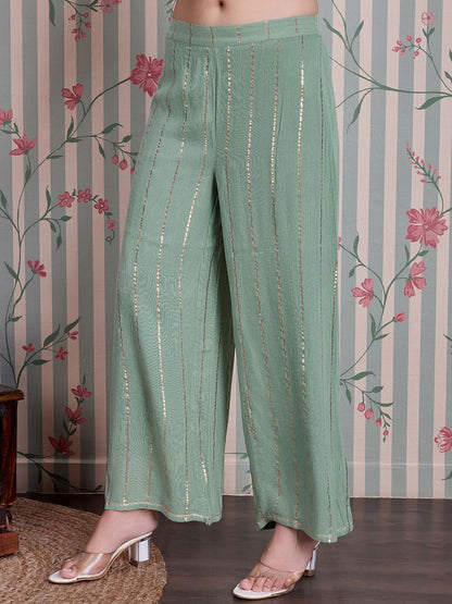 Dhiyona OD  Striped Straight Kurta with Palazzos