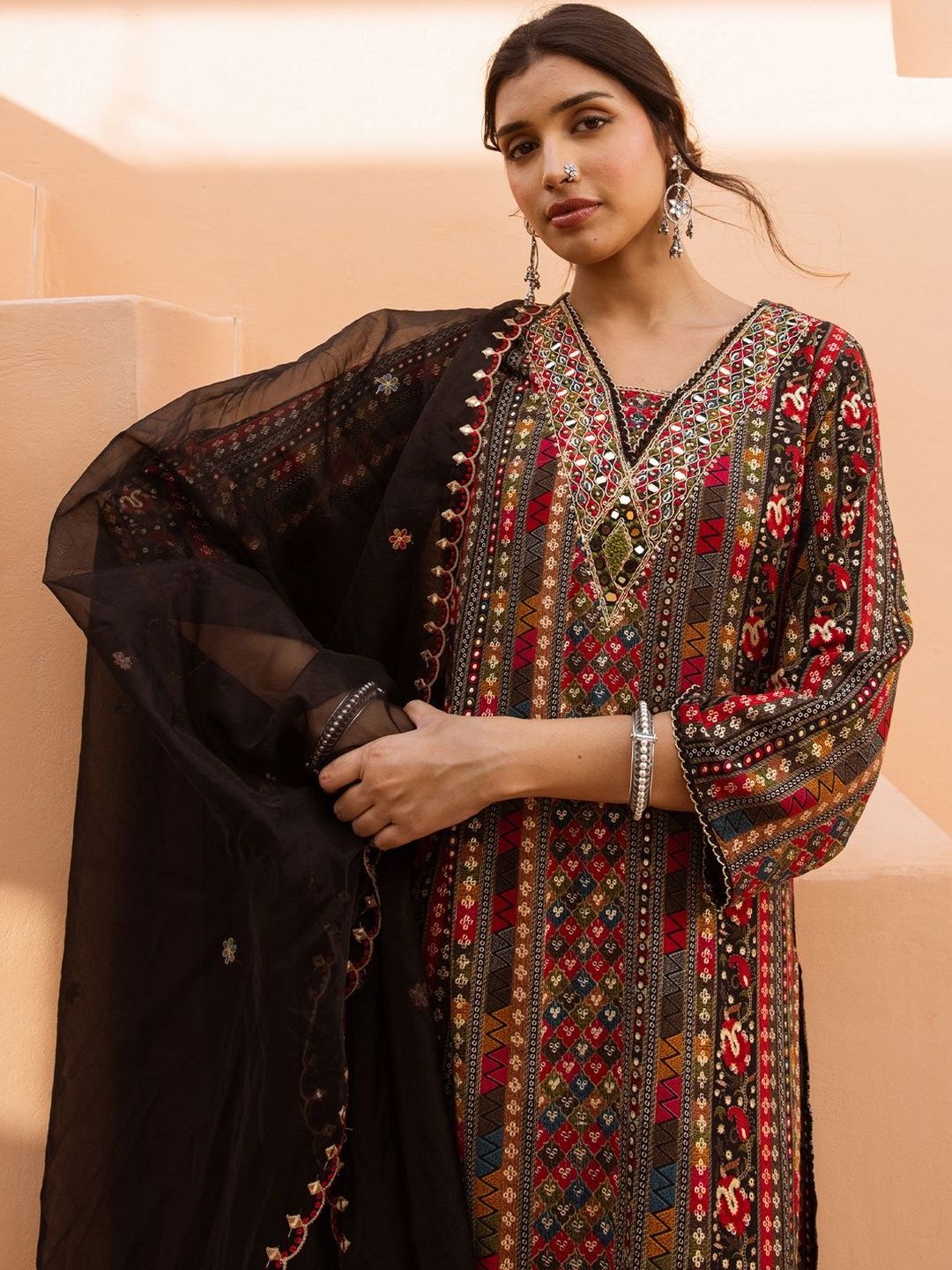 Dhiyona IE Women Ethnic Motifs Printed Kurta with Palazzos & Dupatta