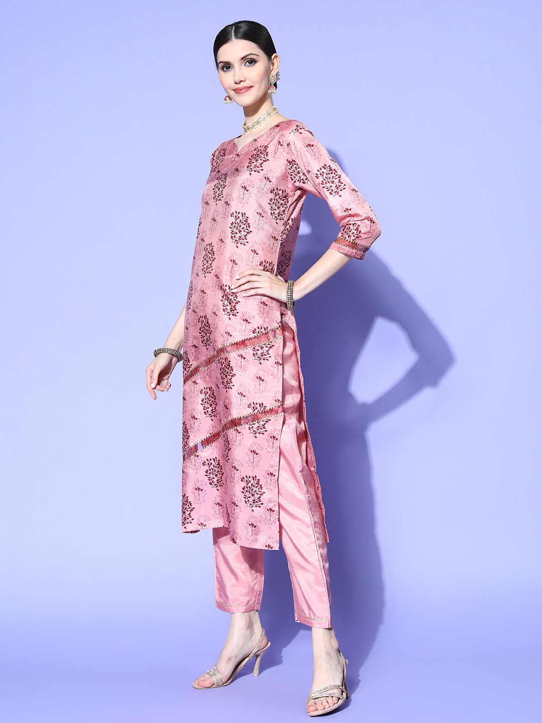 Dhiyona RV Women's Silk Chiffon Printed Kurta Set With Dupatta