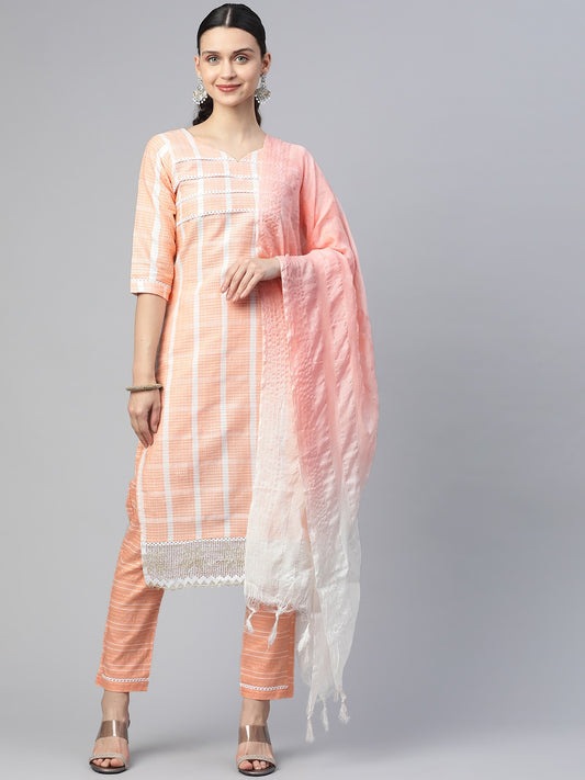 Dhiyona RV Women's south cotton  Kurta Set With Dupatta