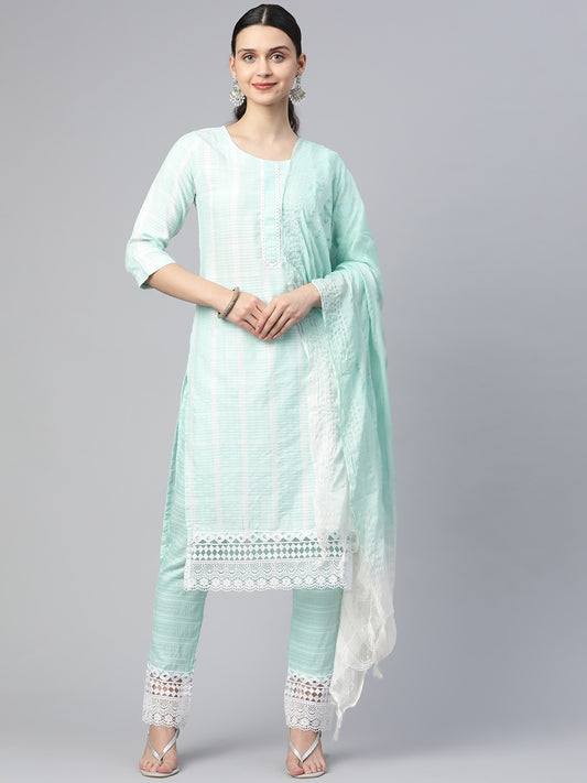 Dhiyona RV Women's south cotton  Kurta Set With Dupatta