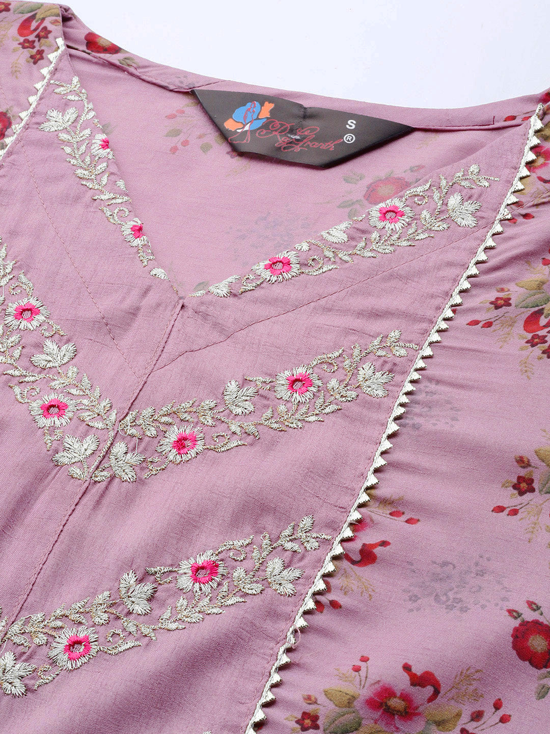 Dhiyona RV Women's Silk Chiffon Embroidered Kurta Set With Digital Dupatta