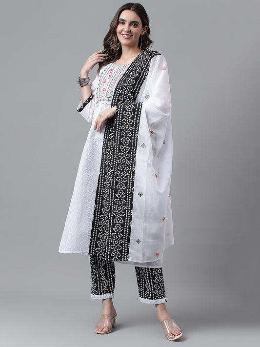 Dhiyona RV Women's Cotton Fabric Embroidered Kurta Set With  Dupatta