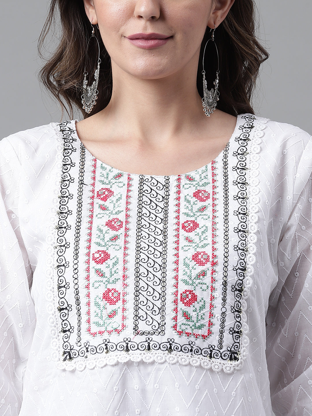 Dhiyona RV Women's Cotton Fabric Embroidered Kurta Set With  Dupatta