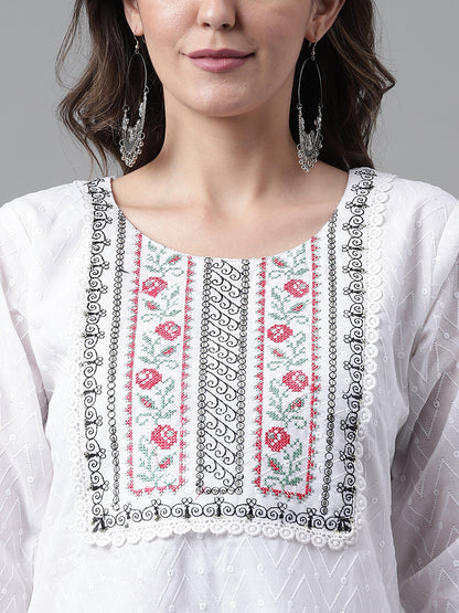 Dhiyona RV Women's Cotton Fabric Embroidered Kurta Set With  Dupatta