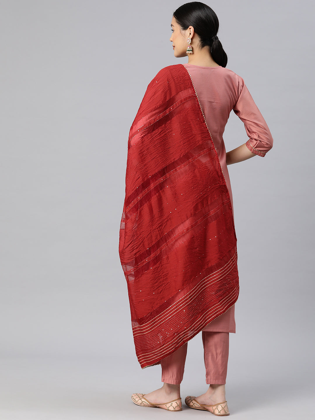 Dhiyona RV Women's Art Silk Fabric Embroidered Kurta Set With Dupatta