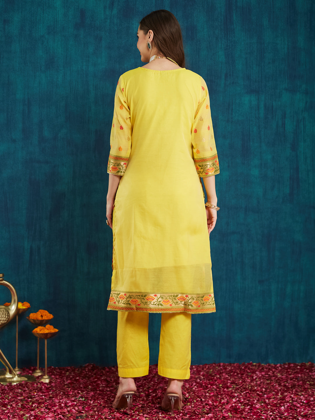 Dhiyona RV Women's jacquard Fabric jacquard Print Kurta Set With Dupatta