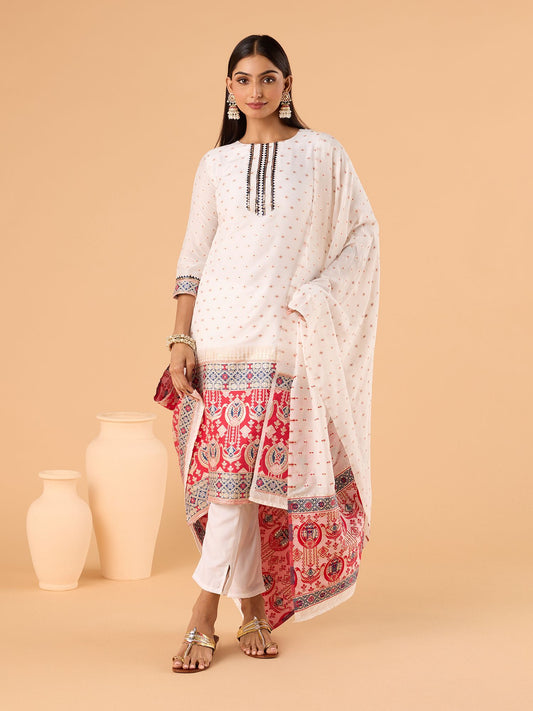 Dhiyona RV Women's jacquard Fabric jacquard Print Kurta Set With Dupatta