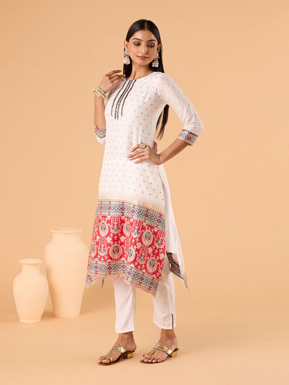 Dhiyona RV Women's jacquard Fabric jacquard Print Kurta Set With Dupatta
