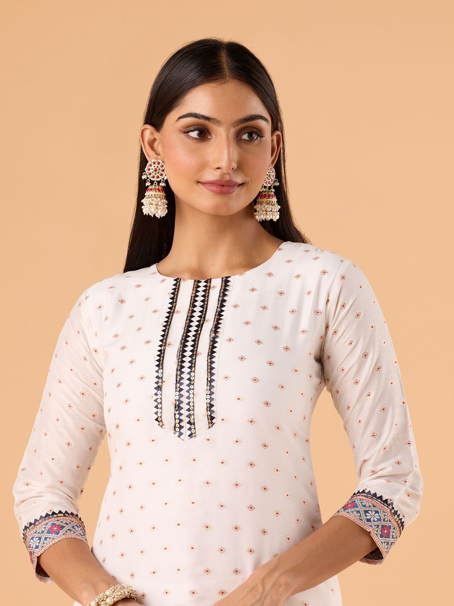 Dhiyona RV Women's jacquard Fabric jacquard Print Kurta Set With Dupatta