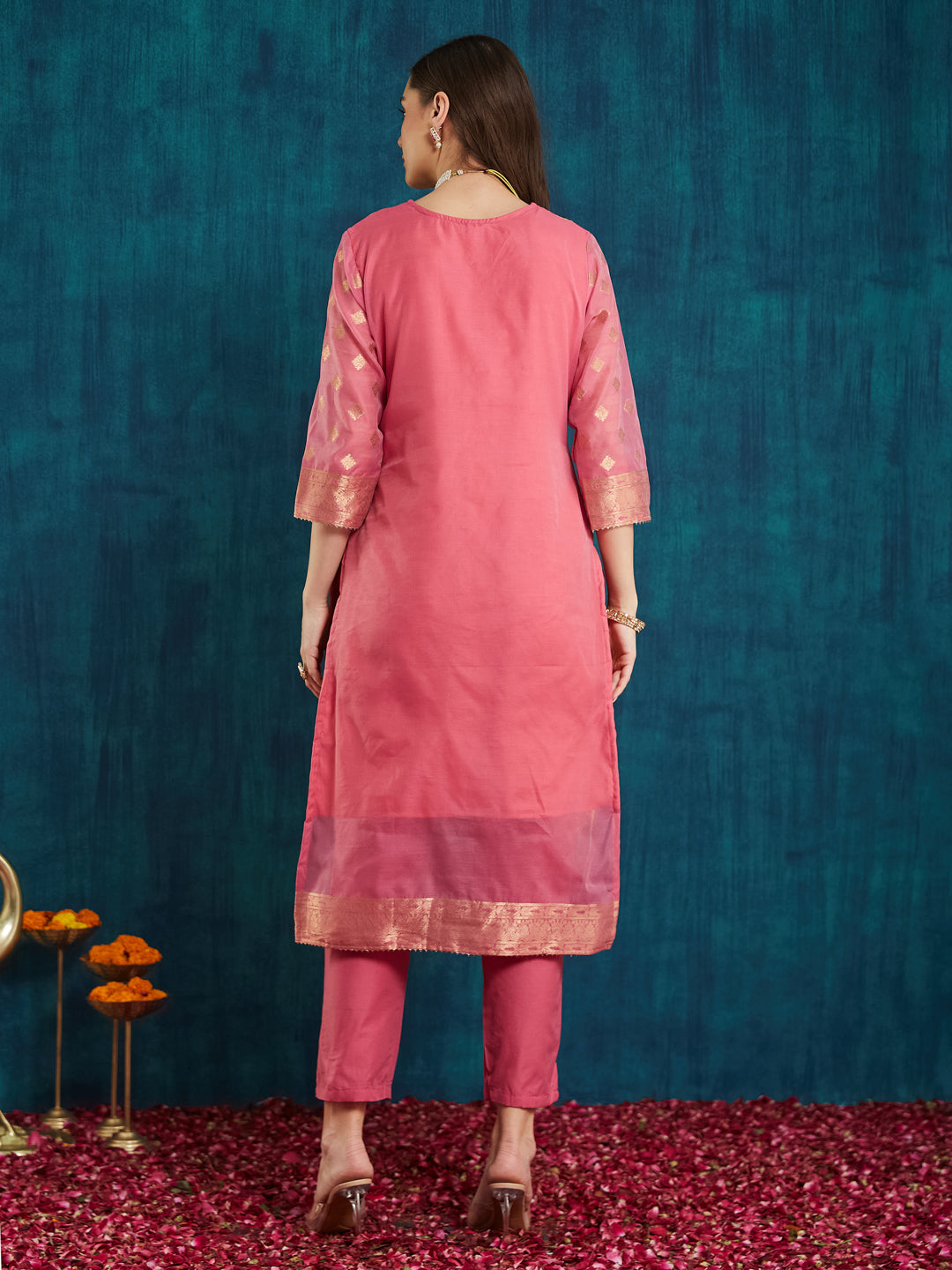 Dhiyona RV Women's Cotton Chanderi Fabric Jacquard  Kurta Set With Jacquard Print Dupatta