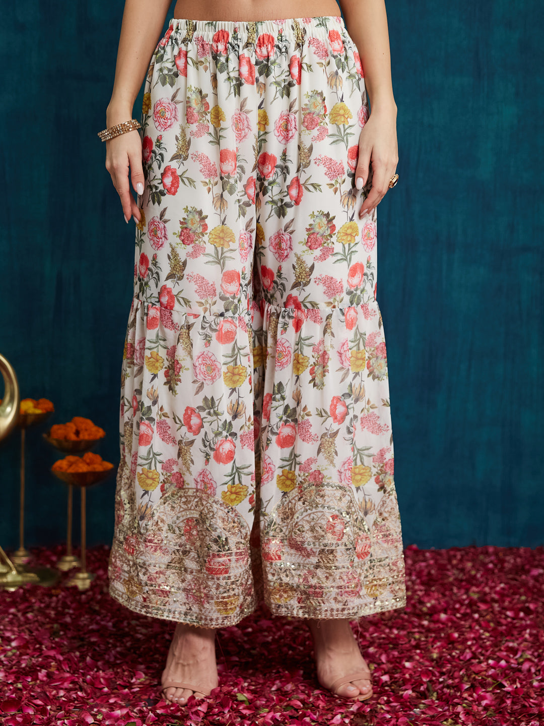 Dhiyona RV Women's Faux Georgette Fabric Zari Sequence embroidery Work Kurtaset With Dupatta