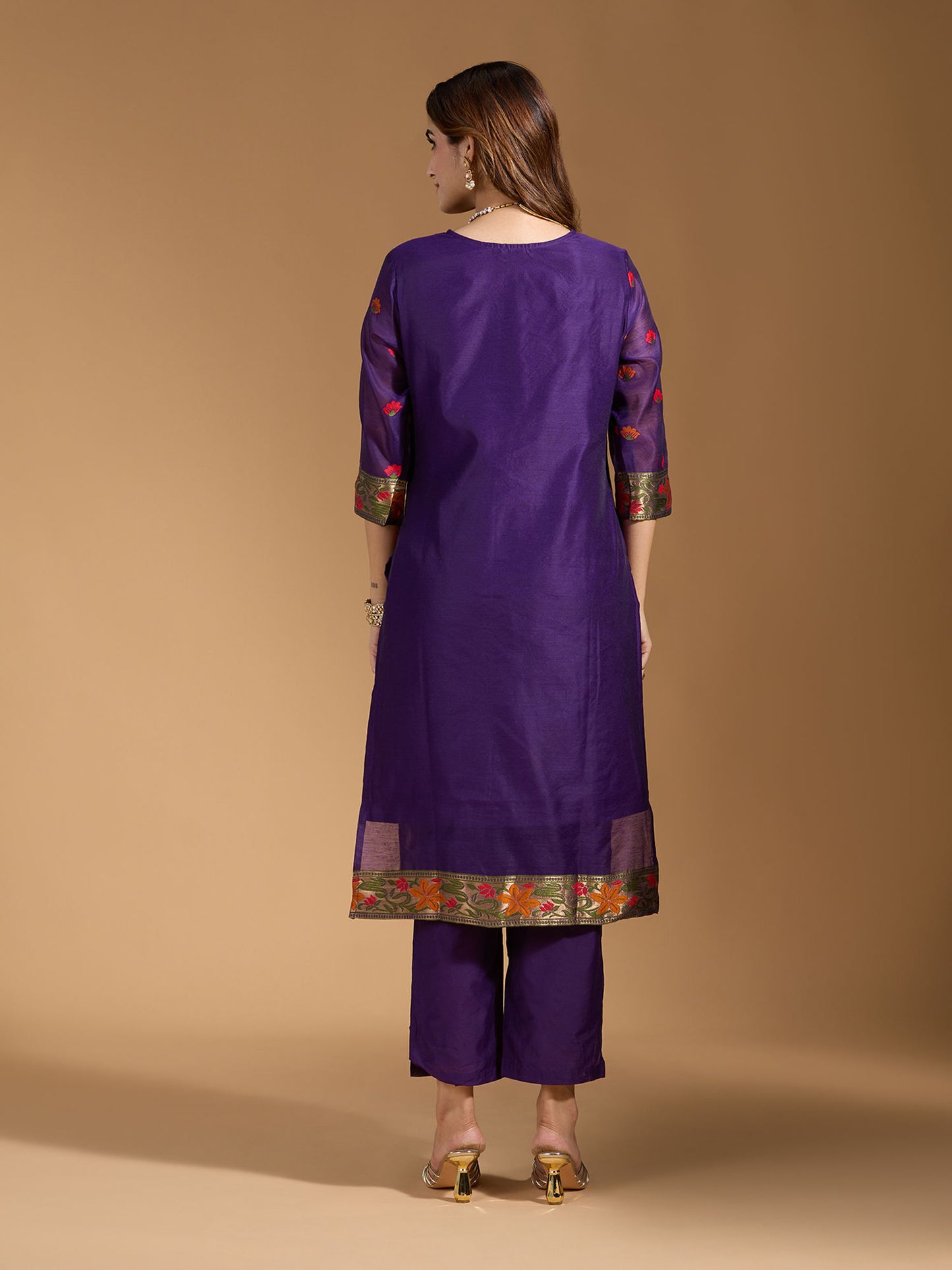 Dhiyona RV Women's Cotton Chanderi Fabric Jacquard Print Kurta Set With Dupatta