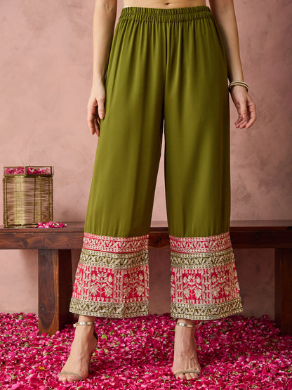 Dhiyona RV Women's Faux Georgette Fabric Zari Embroidery Kurtaset With Dupatta