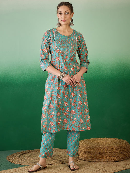 Dhiyona RV Women's Exclusive Soft Cotton Fabric Printed Kurta With Pants
