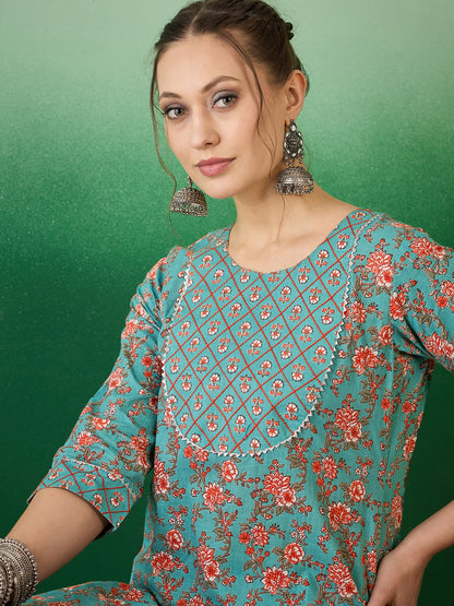 Dhiyona RV Women's Exclusive Soft Cotton Fabric Printed Kurta With Pants
