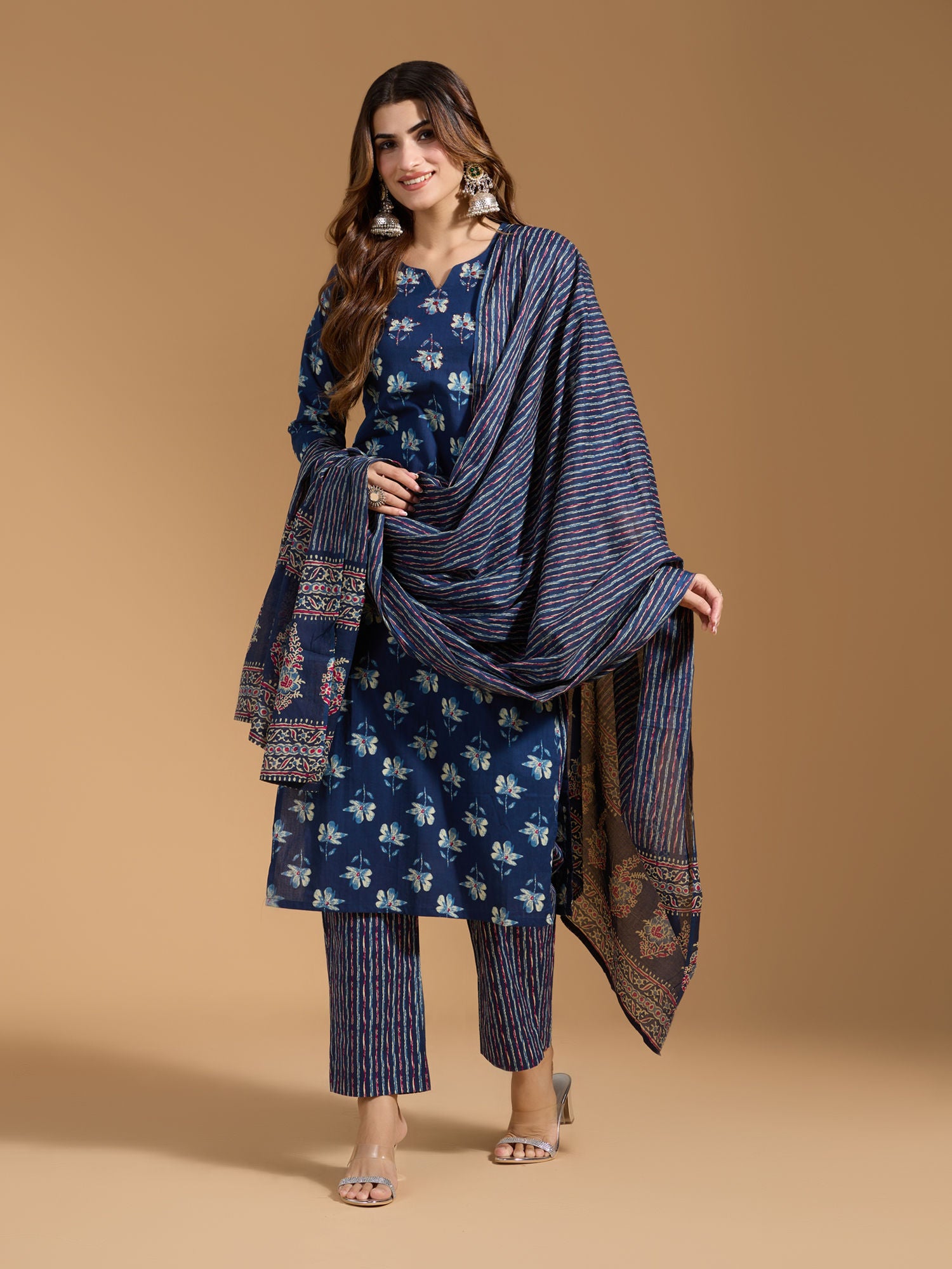 Dhiyona RV Women's Exclusive Soft Cotton Fabric Printed Kurtaset With Dupatta