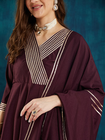 Dhiyona RV Women's Exclusive Roman Silk Fabric Solid Print Anarkali Kurtaset With Dupatta.