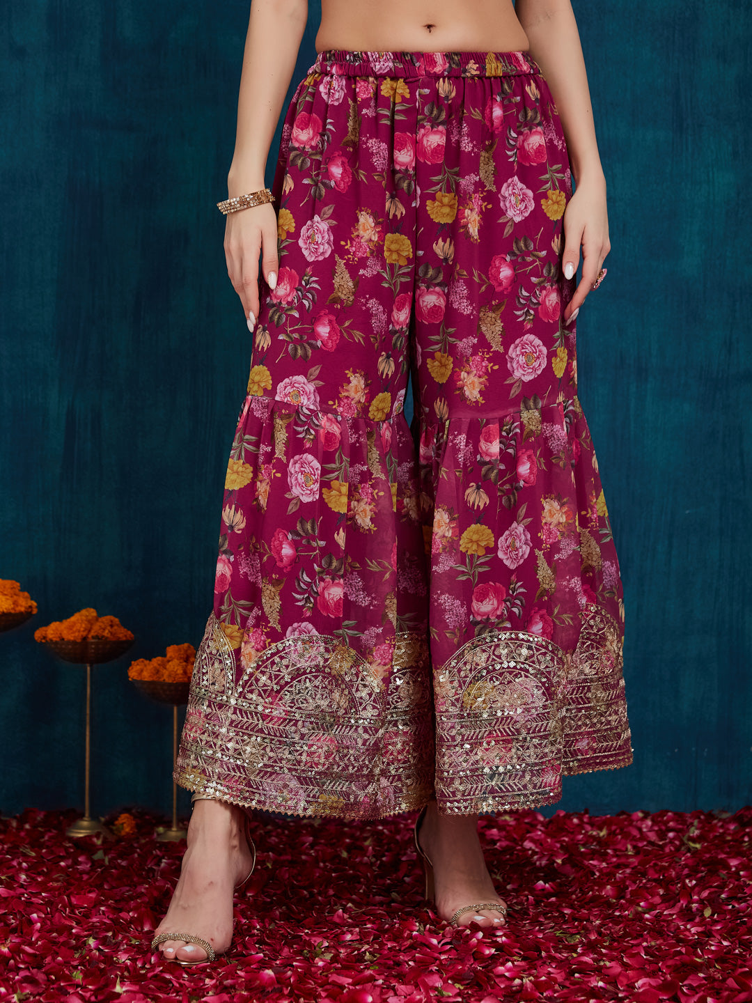 Dhiyona RV Women's Faux Georgette Fabric Zari Sequence embroidery Work Kurtaset With Dupatta