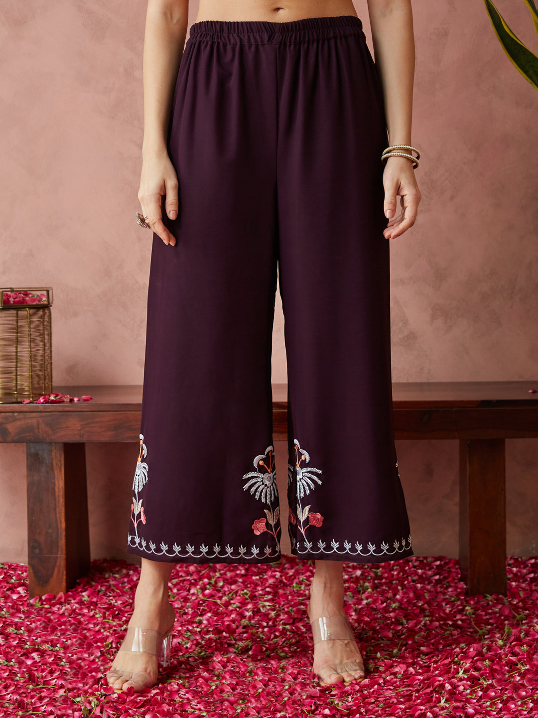 Dhiyona RV Women's Faux Georgette Fabric Thread Embroidery Kurta set With Dupatta