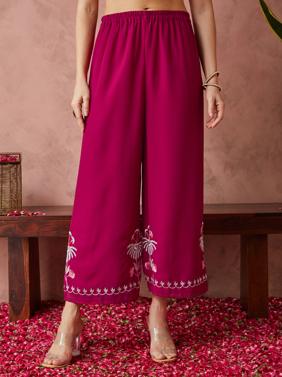 Dhiyona RV Women's Faux Georgette Fabric Thread Embroidery Kurta set With Dupatta
