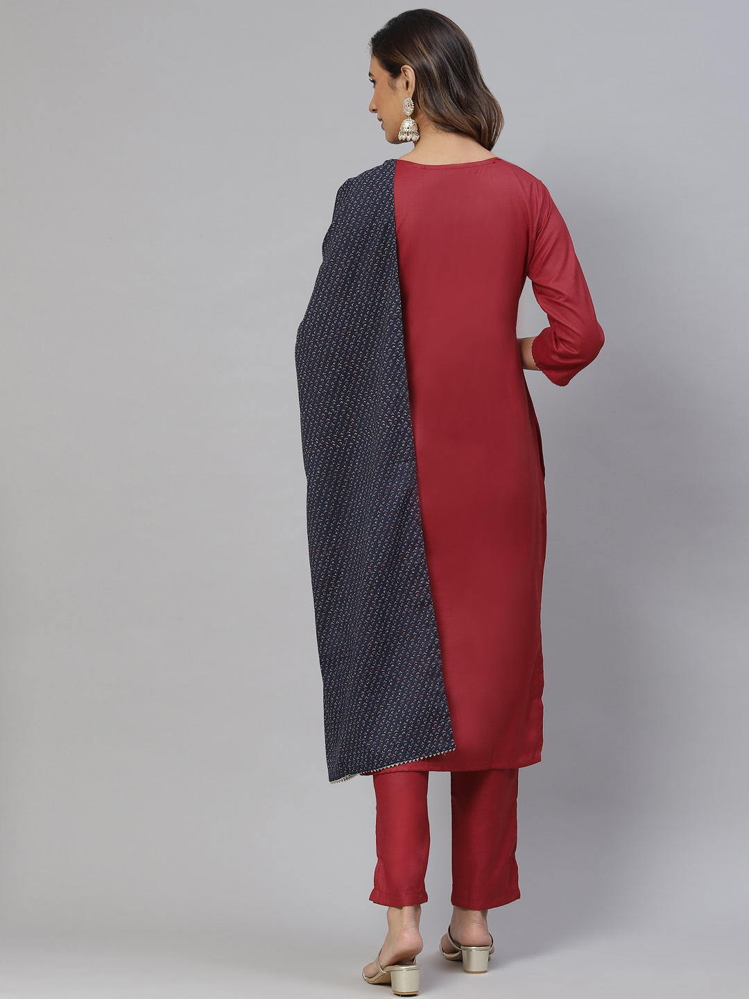 Dhiyona RV Women's Cotton Straight Side Slit Gottapatti Kurta Pant Set With Duppata