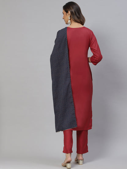 Dhiyona RV Women's Cotton Straight Side Slit Gottapatti Kurta Pant Set With Duppata