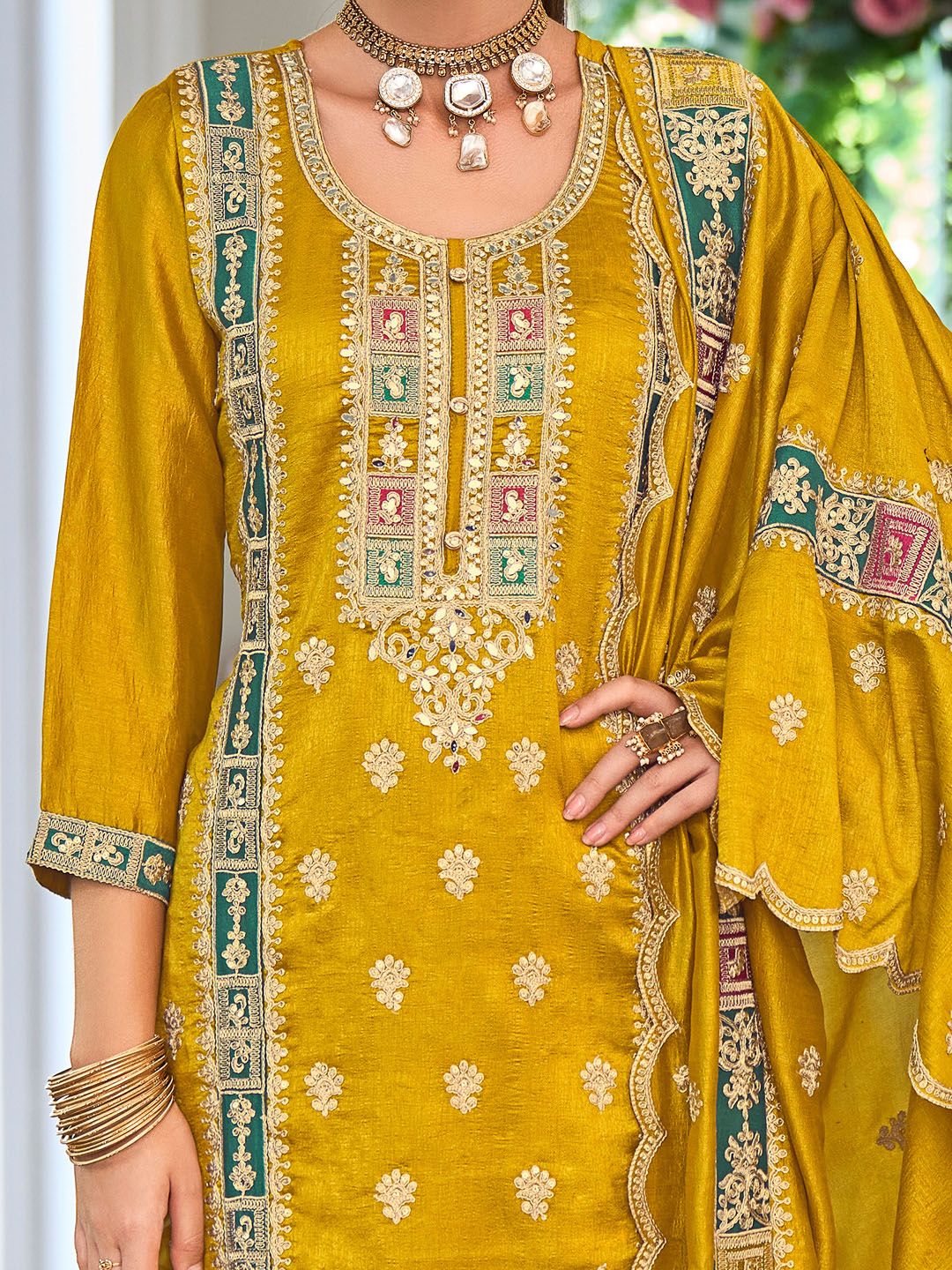 Women Ethnic Motifs Embroidered Kurta with Trousers & Dupatta