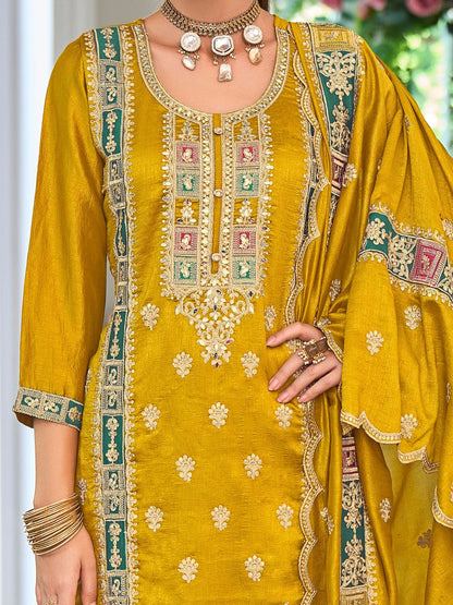 Women Ethnic Motifs Embroidered Kurta with Trousers & Dupatta