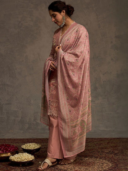 Women Ethnic Motifs Embroidered Cotton Kurta with Trousers & Dupatta