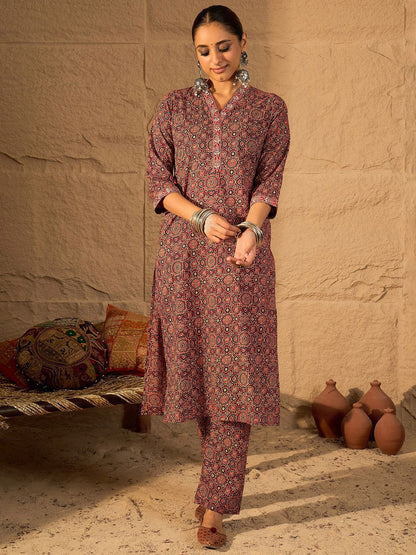 Women Ethnic Motifs Printed Pure Cotton Kurta with Trouser