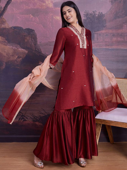 Dhiyona PD Women Embroidered Kurta With Trousers & Dupatta