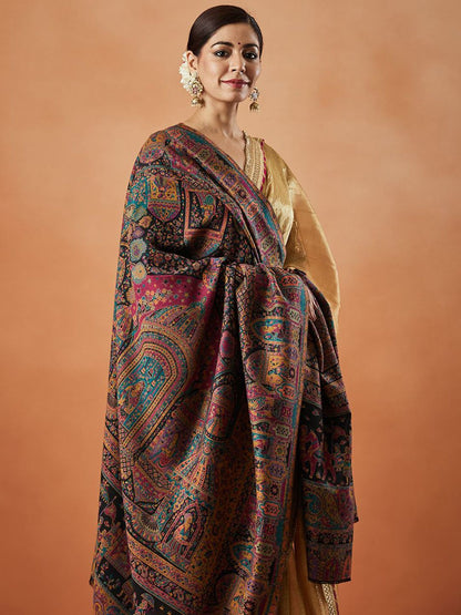 Dhiyona PA Shahi Mehfil Kaani Floral Woven Design Shawl