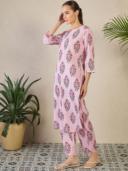 Dhiyona IE Women Pure Cotton Printed Top & Trousers Co-Ords
