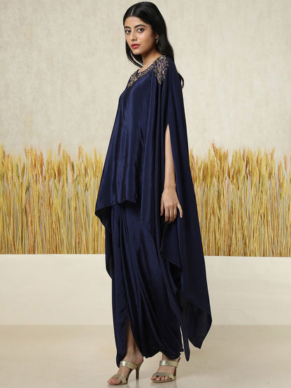 Dhiyona SO Women's Layered Beads and Stones Kaftan Top With Dhoti Pants & Inner