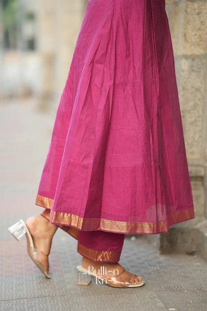 Dhiyona BN Antra Handloom Magenta A-line Kurta Set