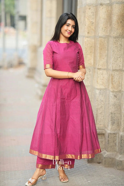 Dhiyona BN Antra Handloom Magenta A-line Kurta Set