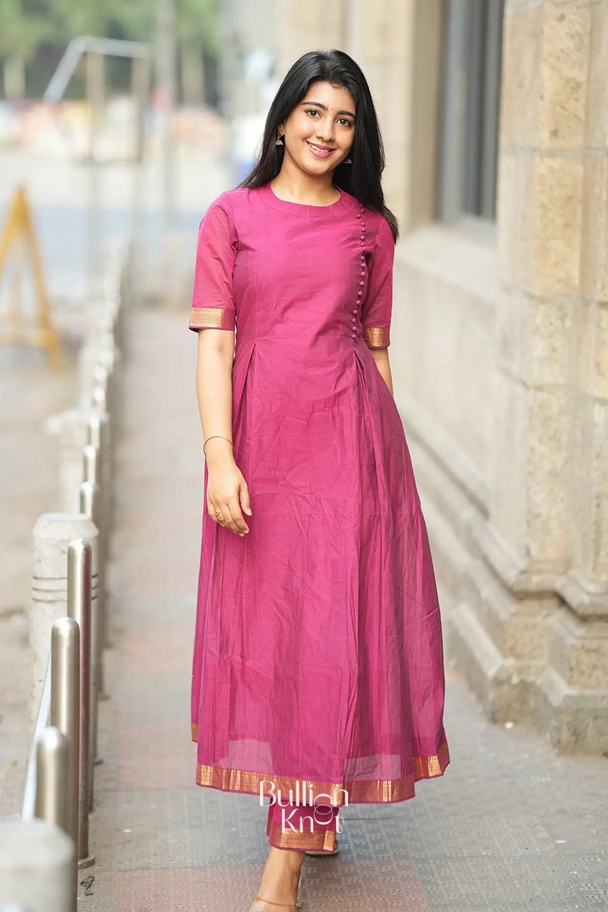 Dhiyona BN Antra Handloom Magenta A-line Kurta Set