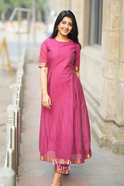 Dhiyona BN Antra Handloom Magenta A-line Kurta Set