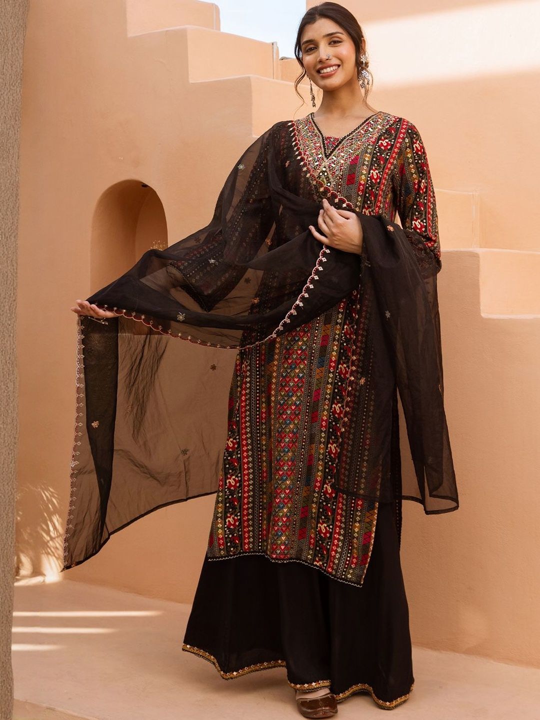 Women Ethnic Motifs Printed Kurta with Palazzos & Dupatta