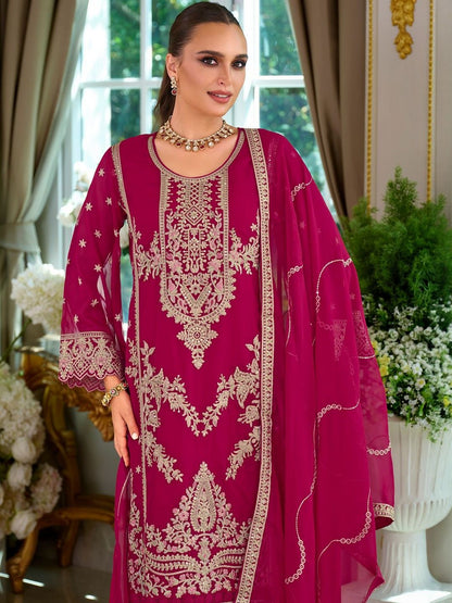 Women Ethnic Motifs Embroidered Kurta with Trousers & Dupatta